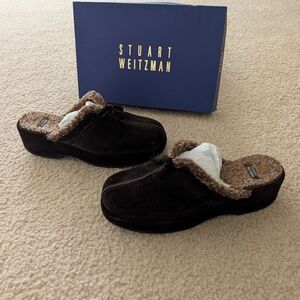 Stuart Weitzman Brown Suede Clogs